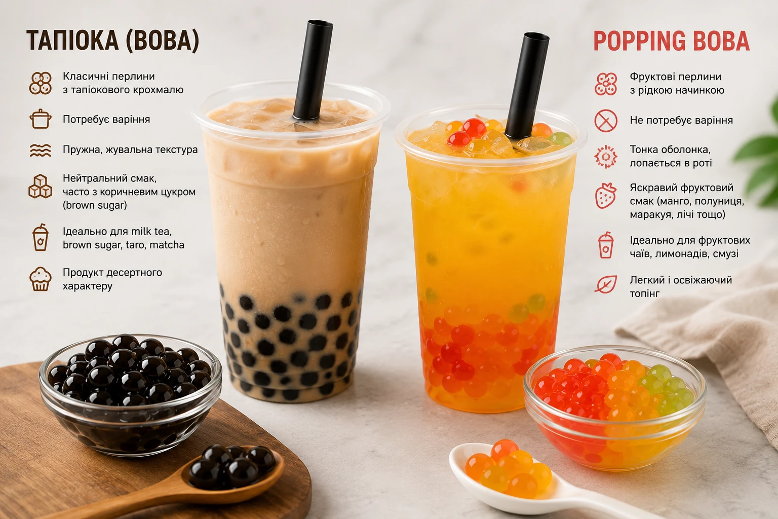 Popping boba та тапіока